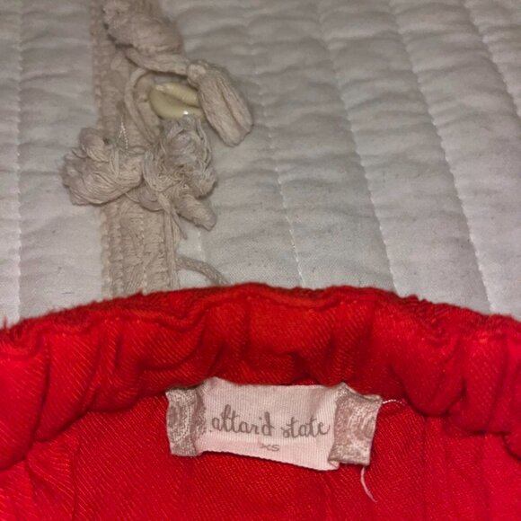 Romantic Red Off The Shoulder Mini Dress With Floral Stitching - Picture 3 of 3